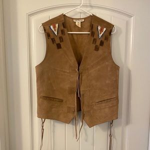 Calvin Klein Suede Vest Painted American Indian